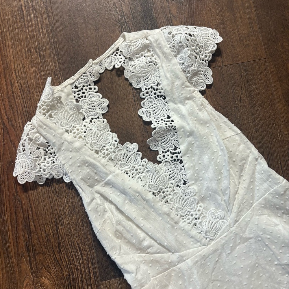 Lulu’s Believe in Dreams White Swiss Dot Lace Backless Skater Dress - Picture 3 of 7
